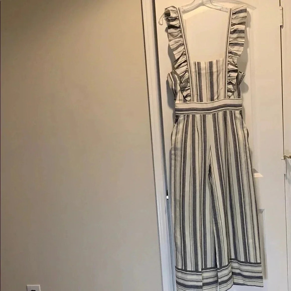Ella Moss Jumpsuit Ophelia Striped Blue Jumpsuit Size Medium New - Picture 4 of 13